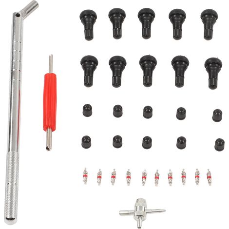 33-teiliges Reifenventil-Reparaturset mit Auszieher und Montagevorrichtung für Auto, Motorrad, Fahrrad und Wohnmobil (1/5)