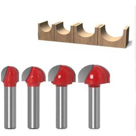 Punte per fresa per legno a fondo tondo, 4 punte per fresa con gambo da 8 mm, 16/22/25/32 mm, fresa in carburo per scanalature, utensile da taglio per fresa.