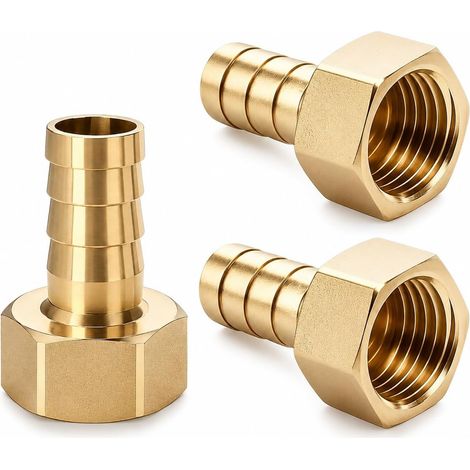 Lot de 3 Raccords Canneaux en Laiton 1/2 Pouce avec Filetage Femelle 12mm pour Tuyau d'Arrosage, Tuyauterie, Raccord Gaz (1/5)