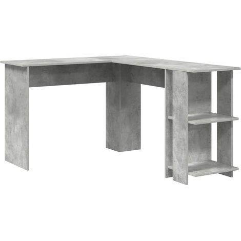 Maison Exclusive - Bureau d'angle Gris béton 140 x 113,5 x 75 cm Bois d'ingénierie