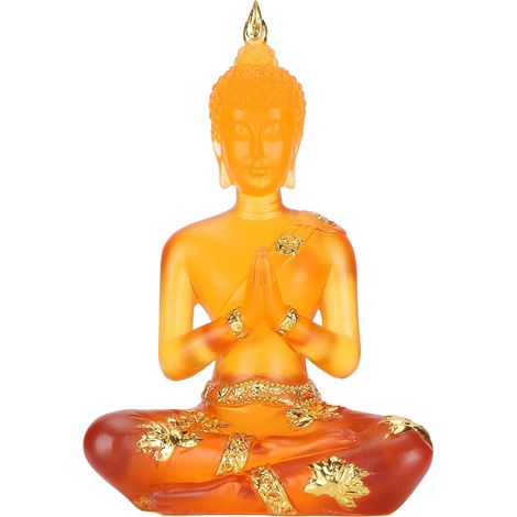 Statue Bouddha Assis Transparent Résine Figurine Décoration Feng Shui Bureau Maison (1/5)