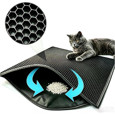 Cat Litter Mat, Foldable Double Layer Honeycomb Waterproof Cat Feeding Mat Floor Protection Mat and Mat Easy to Clean (40 x 50 cm) (1/5)