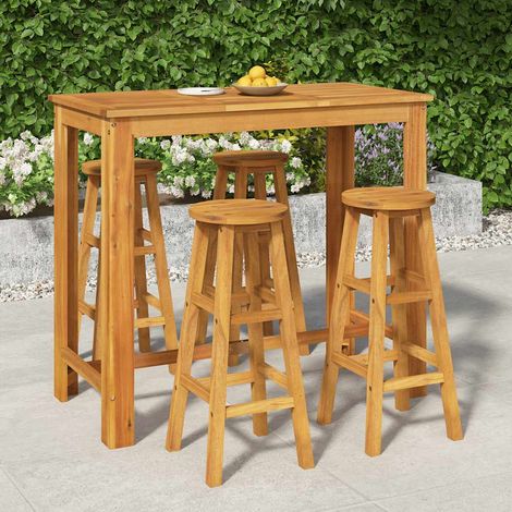 Ensemble Table et Chaise de Jardin 5 pcs - Ensemble Table à manger + 4 chaises Bois d'acacia solide BV463076 - BonneVie (1/5)