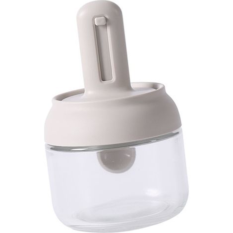 Pot à épices avec cuillère rétractable, boîte de rangement transparente en verre pour épices et condiments, idéale pour la cuisine.