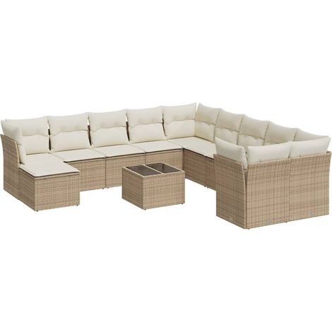 Maison Exclusive - Set Divani da Giardino 12 pz con Cuscini Beige in Polyrattan (1/3)