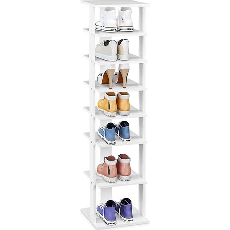 GOPLUS Scarpiera a 7 Ripiani, Scarpiera Salvaspazio Slim in MDF di Diverse Altezze, Scarpiera Ingresso per Corridoio, Soggiorno, Camera da Letto, 27,5 x 26,5 x 110 cm (BIANCO)