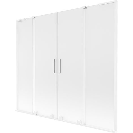 Mexen Velar L Duo Badewannenfaltwand 2-flügelig verschiebbar 180 x 150 cm, matt, weiß - 896-180-003-32-20 (1/2)