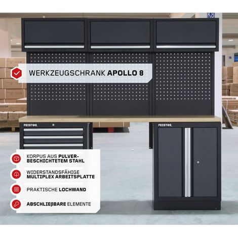 FEISTOS Werkstatteinrichtung Werkzeugschrank Apollo 8 Anthrazit/Schwarz 204x46x200 cm (1/5)