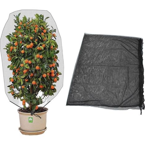 Wiederverwendbarer Netzbeutel mit Kordelzug für Gartenpflanzen – 1,5 x 1 m, Umweltschutz für Obstbäume, Schwarz, von DEBUNS