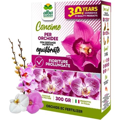 Concime Naturale Biologico, per Orchidee Nutrimento Granulare per Piante Ornamentali in Piena Terra per Interno Esterno x 300 g (1/5)
