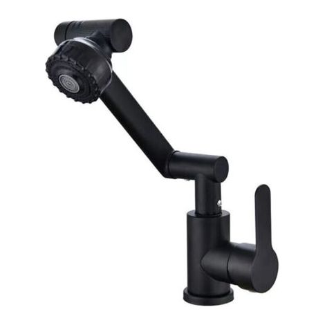 BARKBUSTERS Robinet Cuisine Rabattable, 1080° Flexible Rotation Mitigeur Cuisine,Robinet Evier Sous Fenêtre en Acier Inoxydable Noir (1/4)
