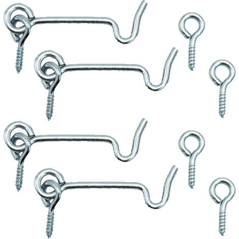 Lot de 4 crochets de porte en fer argenté (50 mm) avec vis de montage pour fenêtres, portes de grange, portes de hangar et portes de garage (1/5)