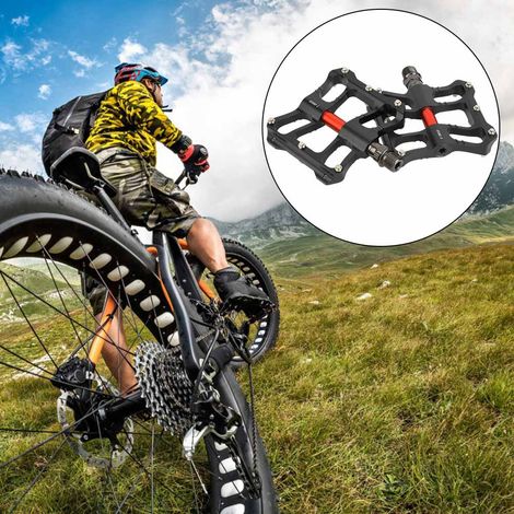 Ein Paar leichte Pedale aus Aluminiumlegierung für Mountainbikes und Rennräder (Schwarz & Rot) (1/5)