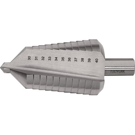 Stufenbohrer Bohrber.30-40mm HSS ger.genutet Z.2 Stufen 11 TECWERK (1/3)