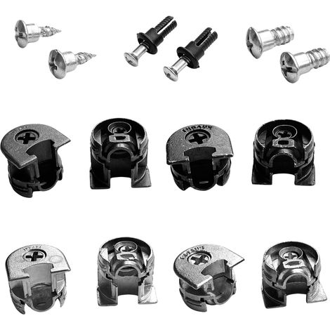 Zamak Support pour étagères Clock-3 Ø20 Lot de 20 pièces Support excentrique Fixation pour meubles (Vis Ø5mm.) (1/2)