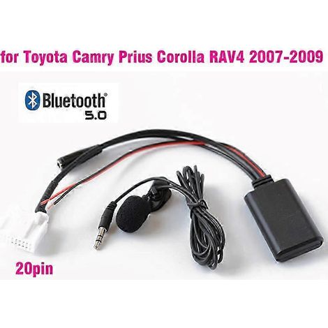 Adaptateur de microphone sans fil Bluetooth pour voiture compatible avec Camry, Corolla, Yaris, RAV4 et Prius (modèles 2007-2009), prenant en charge la musique d'entrée AUX stéréo. (1/4)