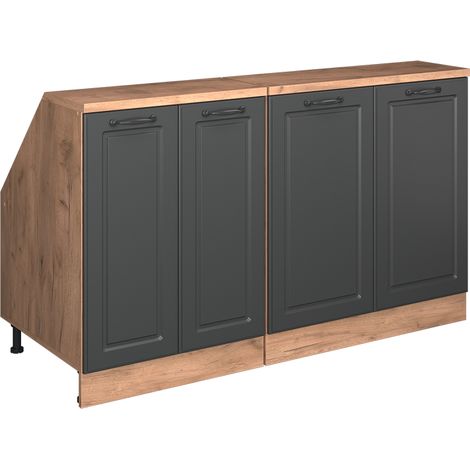 Meuble sous pente R-Line, Anthracite campagne, 140cm Lot de 2 caissons 60 cm de profondeur, Vicco