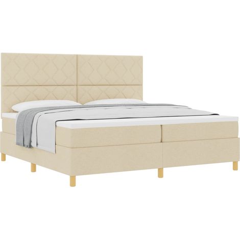 Maison Exclusive - Letto a molle con testiera Crema 200 x 200 cm Tessuto (1/5)