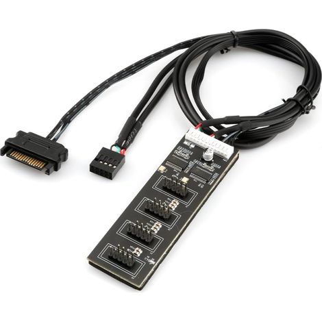 Extension de hub USB interne, 4 ports USB 2.0 internes, répartiteur d'en-tête USB 9 broches pour câble d'alimentation SATA, connecteur répartiteur USB 2.0 pour carte mère, adaptateur pour processeur (1/5)