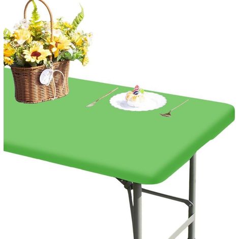 Lot de 2 nappes pour tables pliantes, imperméables, élastiques, polyester, vert
