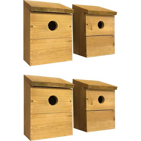 Wooden Multi-Hole Wild Bird Classic Nest Birdhouse Boxes (Set of 4) (1/5)