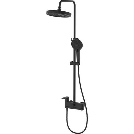 Colonne de douche avec mitigeur à levier, bec pivotant, noir mat (1/3)