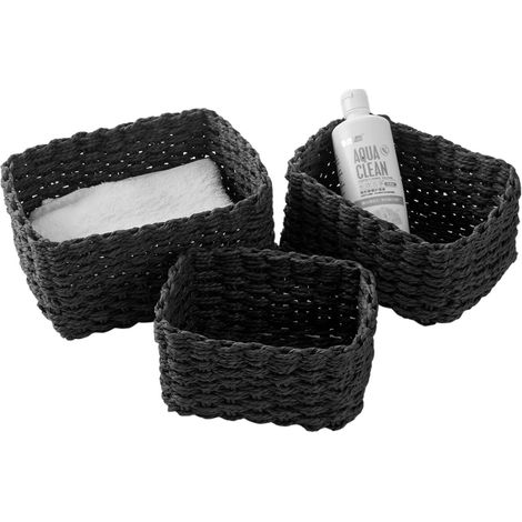 Cesti Intrecciati Set da 3 Organizer da Bagno Neri (1/5)