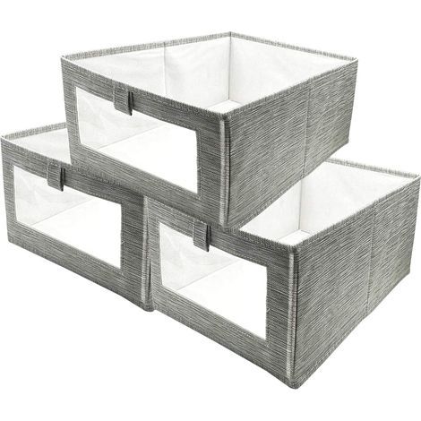 Storage Box, 3 Pack Storage Boxes, Storage Box for Clothes, Toys, Magazine for Home, Office, Nursery, Closet, Bedroom (1/5)