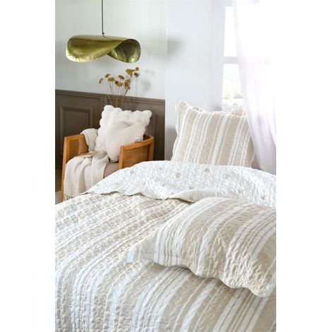 Boutis ALBANE – 240 x 220 cm – 100% polyester – Naturel - 220x240cm - Naturel