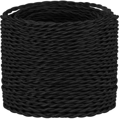 Câble Electrique Textile 20M,Câble textile pour lampe Câble d'alimentation Fil,Pour DIY Pendentif Lampe,noir (1/5)