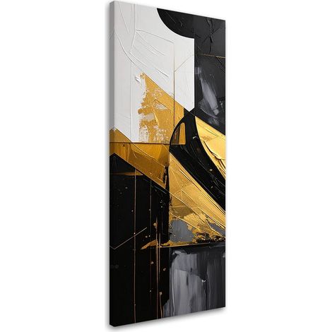 Quadro su tela, Astrattismo geometrico accenti dorati, 30x90 (1/5)