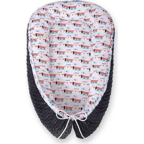 Baby Kokon, doppelseitig, Laufstall, Wickeltuch, Premium BOBONO Minky - Dackel (1/5)