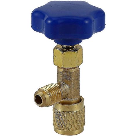 Ouvre-bouteille à valve de distribution basse pression, raccord SAE 1/4", robinet pour bouteilles et bidons de réfrigérant R22/R1, bleu/jaune, SZRH A-GB (1/5)