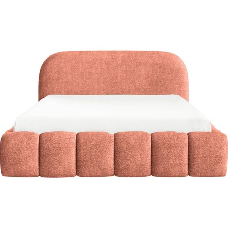 MARGOT - Lit coffre tissu texturé 140x200cm Terracotta (1/5)