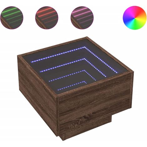 Maison Exclusive - Tavolino con LED Rovere Marrone 40x40x30cm in Legno Multistrato