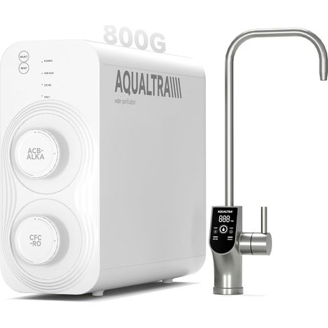 Système d'osmose inverse sous évier, osmoseur alcalin 10 étages sans réservoir, 800 GPD, rapport pur/eaux usées 3:1, robinet LED intelligent (1/5)
