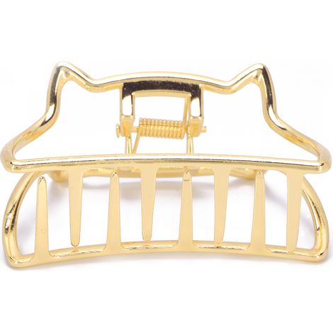 Pince à cheveux métal forme chat, maintien fort antidérapant, clips mâchoire pour femme, doré (1/5)