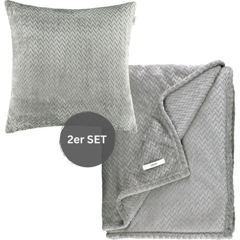 ESPRIT Wohndecke mit Dekokissenhülle COMFY-2 - 1 Stück 140x190 cm, Grau