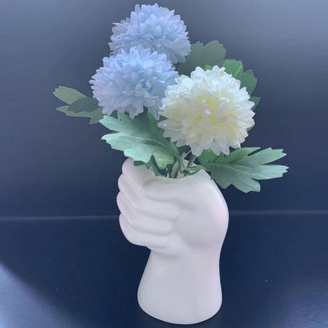 Jarrón de flores de plástico duradero hecho a mano, hecho a mano, para arreglos florales modernos en interiores y exteriores, color blanco, 1 pieza (1/5)