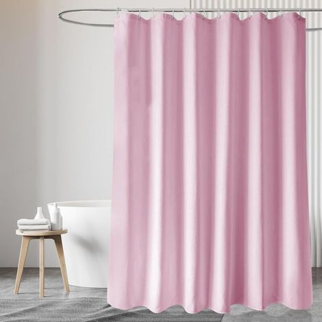 CCYKXAA Duschvorhang aus rosa Stoff, 180 x 200 cm, wasserdicht und waschbar, Badezimmervorhang, Duschvorhang E (1/4)