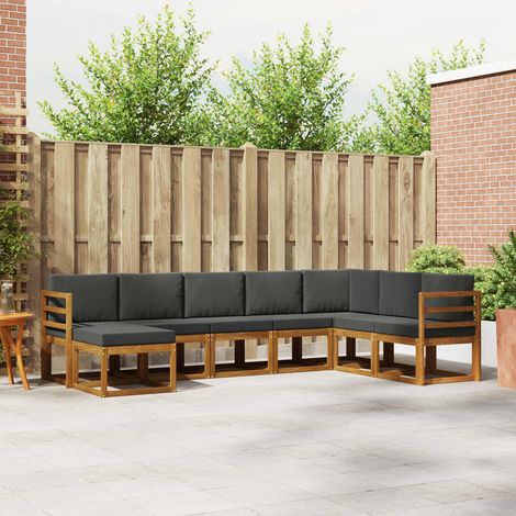 Outdoor-Sofagarnitur mit Kissen 8 pcs Natur und Anthrazit