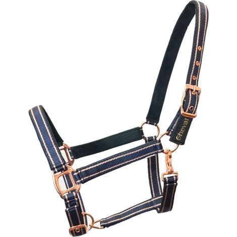 verstellbarer Pferdehalfter, 2 Positionen, Nylon mit Fleecefutter und roségoldenen Pailletten, Reitstil (1/5)