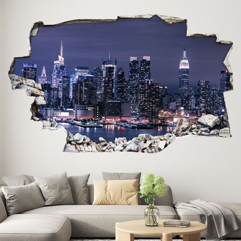 Stickers Trompe l'oeil trou dans le mur - New York - 20 x 32 cm (1/3)