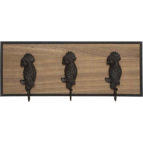 Porte Manteau Mural Bois Oiseaux 3 crochets - SILUMEN (1/3)