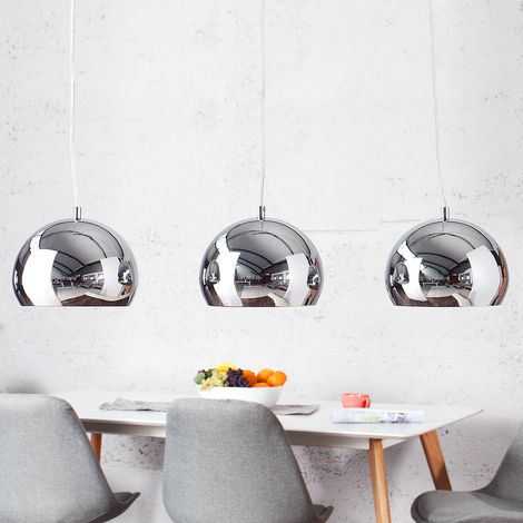 Lampe à suspendre Boule Chrome Salle à manger Lampe 3 feux (1/5)