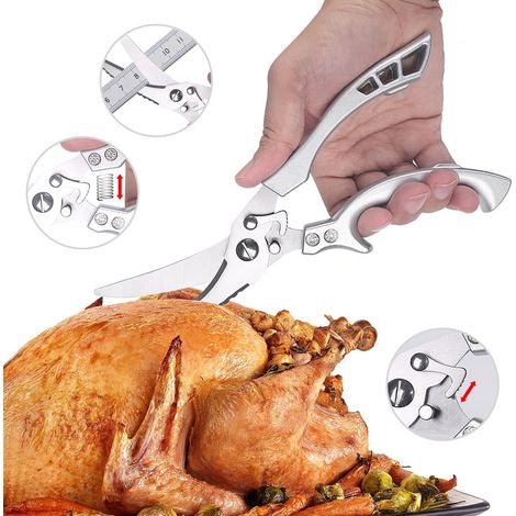 Ciseaux de cuisine avec poignées en métal pour le poulet , la volaille, le poisson, la viande, les légumes, ciseaux à os tranchants en acier inoxydable ciseaux cuisine,ciseaux à volaille- (1/5)