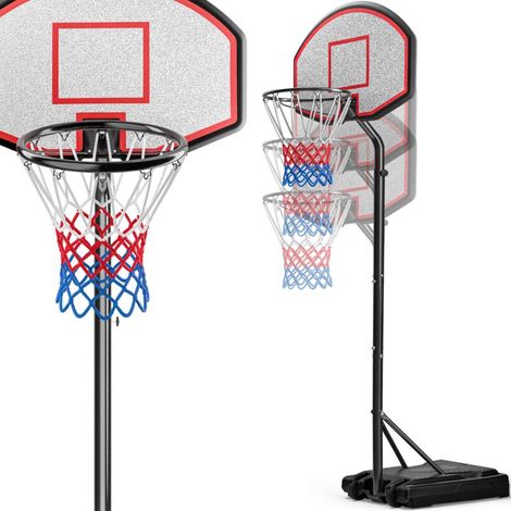 ® Panier de basket avec support réglable en hauteur 205 à 305 cm mobile adultes enfants roulettes Basketball pied stable (1/5)