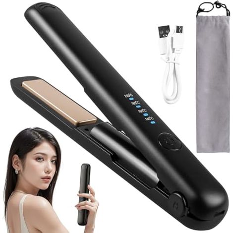Vegena Lisseur Cheveux Sans Fil, Mini Lisseur De Voyage, Fer À Lisser Sans Fil, Lisseur Cheveux Professionnel Fer À Lisser 2 En 1 Pour Cheveux Longs Ou Courts (1/5)