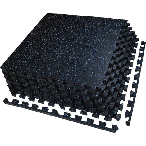 Fitness-Puzzlematte, 12 Stück – 60 x 60 x 1,4 cm – rutschfester Bodenbelag aus Gummi und EVA für das Heim-Fitnessstudio – schwarz/weiß (1/5)