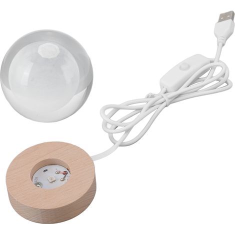 Lampe 3D Lune Boule Cristal Lumière LED Bois Sculpté Intérieur Décoration Table Cadeau Enfants Amis Lumière Colorée (1/5)